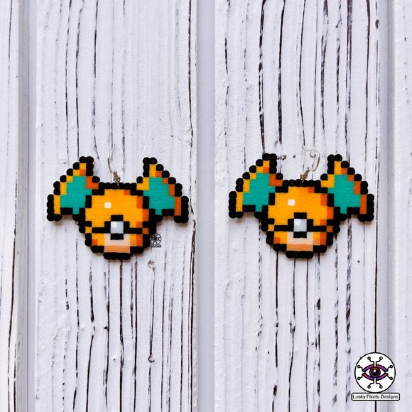 Charizard Pokémon Pokéball Perler Earrings - Picture 1 of 3